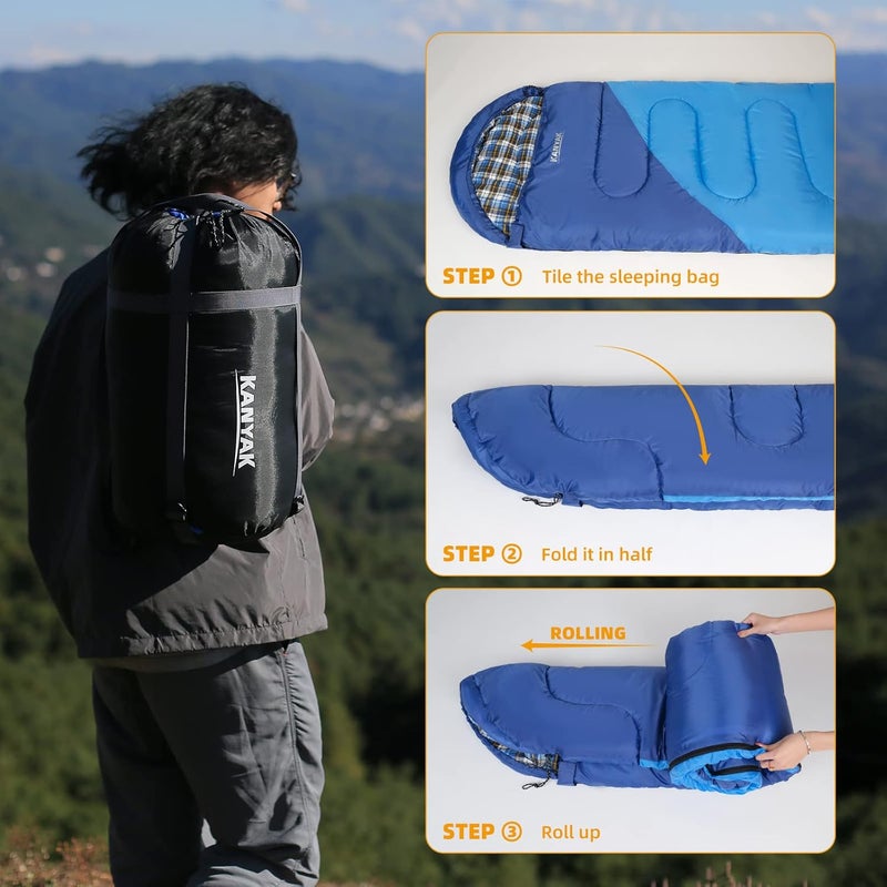 Kanyak Camping Sleeping Bag, 32℉ Sleeping Bags for Adults Kids Teens Cold Weather Warm Sleeping Bag Winter for 3-4 Season Camping, Camping Gear Equipment, Traveling, and Outdoors - Image 5